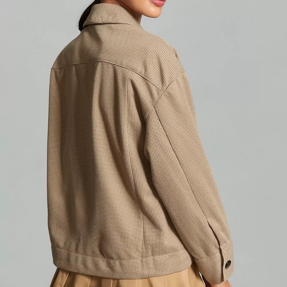 Anthropologie Maeve Tan Houndstooth Lightweight Utility Jacket NWOT - Picture 5 of 13